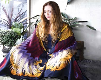Harry Potter Scarf, Festival Hood, Dragon Scarf, Blanket Scarf, Bridesmaid Gift, Festival Shawl, Phoenix Art, Mythical Creature, Engagement