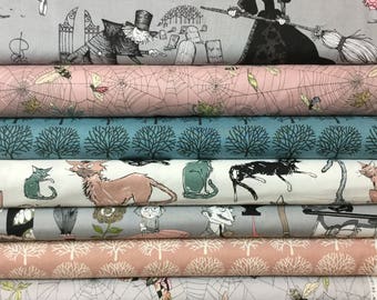 8 FQ A After Dark Bundle - 9 Ghastlie Lives ~ A Ghastlie Forest ~ A Ghastle End ~ Alexander Henry The Ghastlies Cotton Quilt Fabric