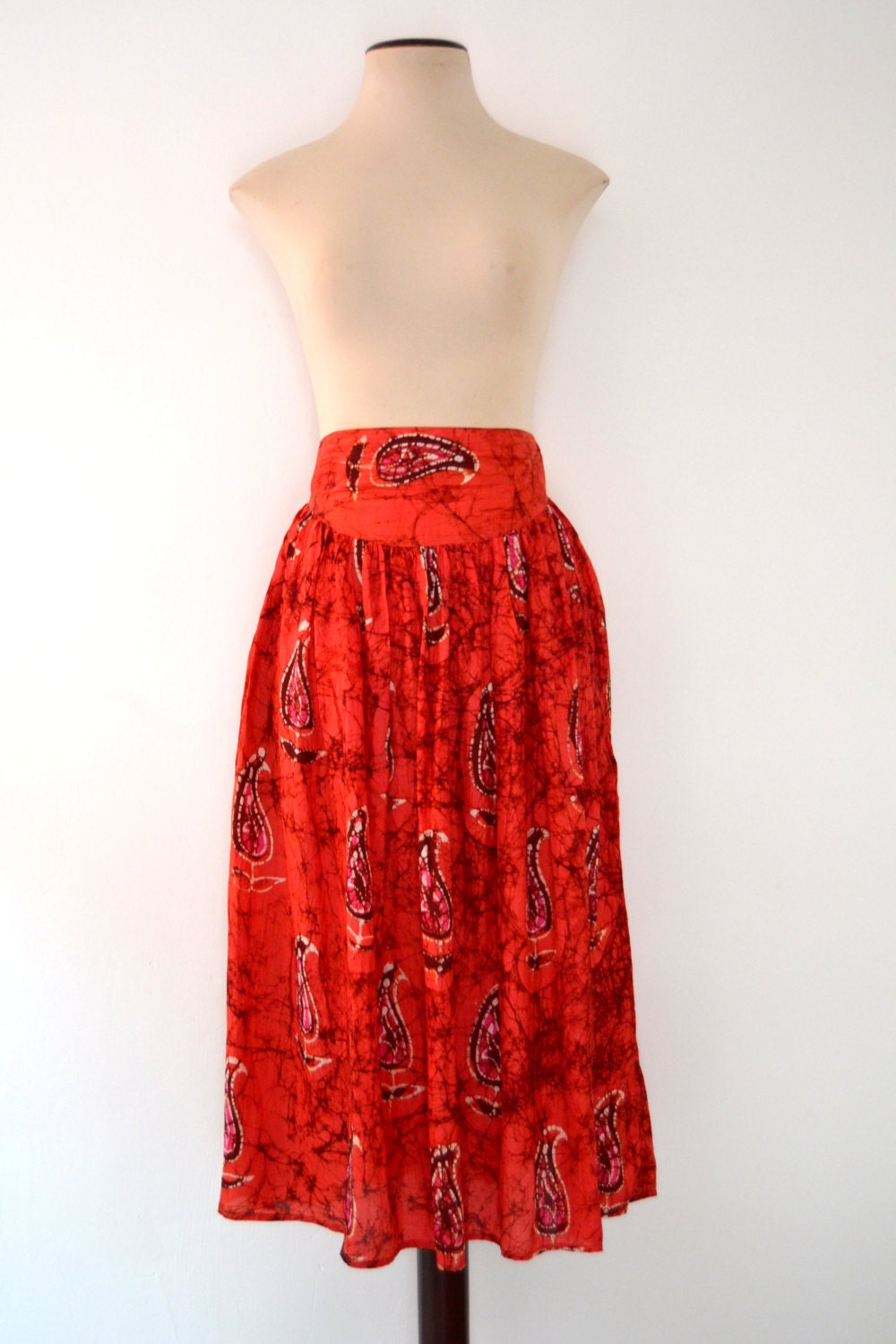 Beautiful Tie Dyed Silk Midi Skirt in the Lightest and most