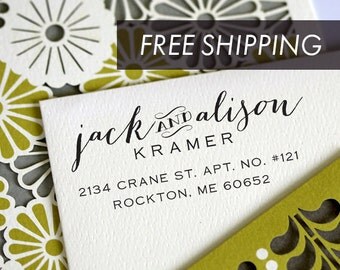 Address Stamp, Return Address Stamp, Self Inking Address Stamp, Custom Address Stamp, Floral Stamp, Save the date stamp - 3001