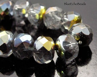 9mm Czech Glass Beads Gold Fire - Marea Rondelle (CN 112) 12pcs BlueEchoBeads
