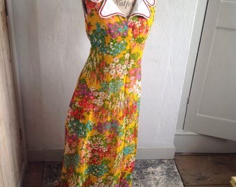 1970s floral maxi dress size 12