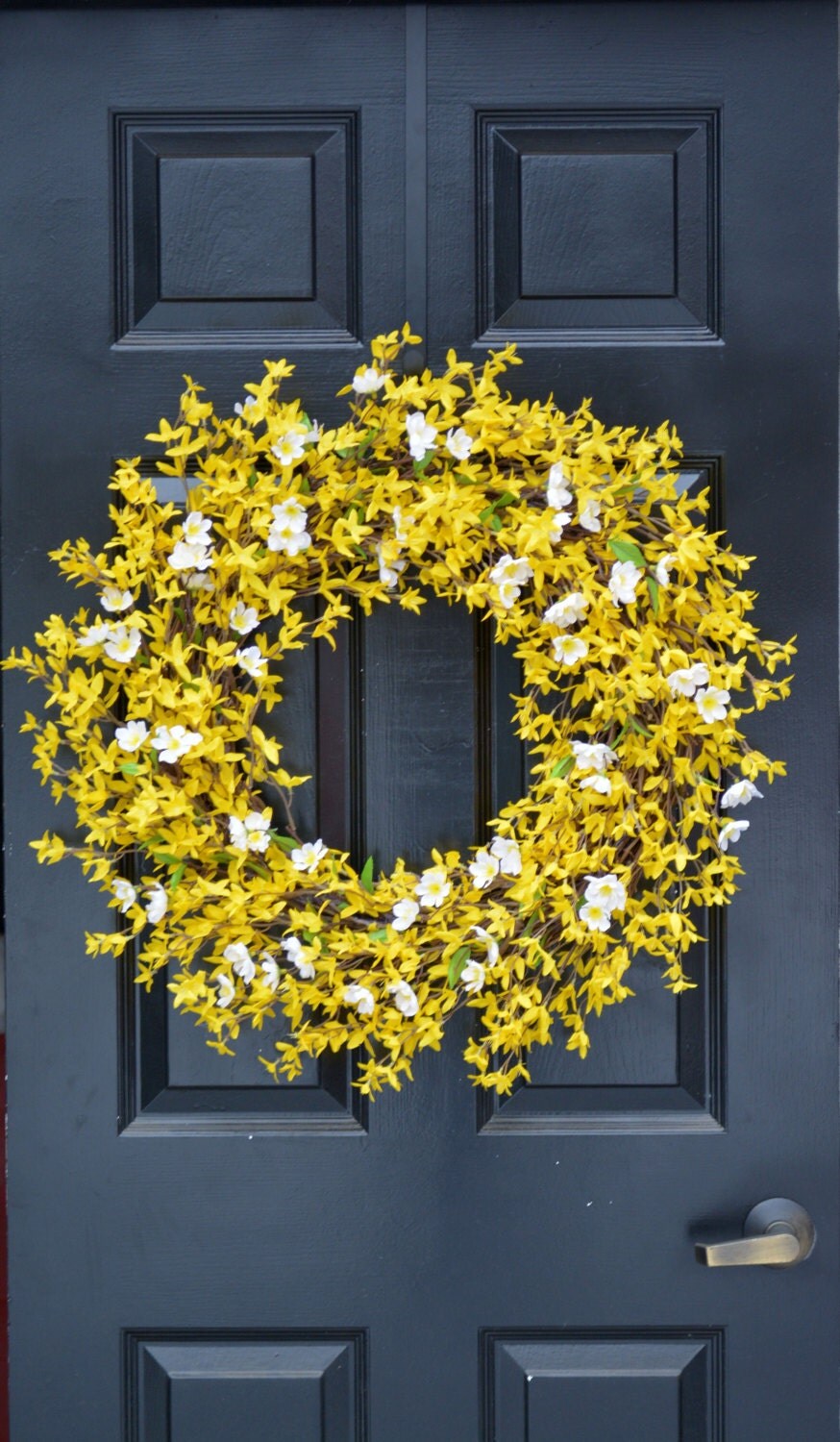 SPRING WREATH SALE Spring Wreath- 24 inch Yellow Forsythia Wreath- Year Round Home Decor- Summer Wreath