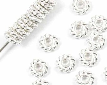 TierraCast Pewter Beads-Bright Silver TWIST SPACER 6mm (25)