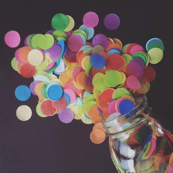 RAINBOW FUN / tissue paper confetti / cake table / party confetti / confetti toss / rainbow decorations / wedding decor / balloon confetti Il_570xn