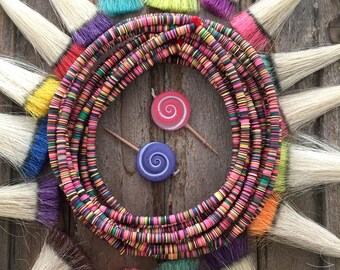 6mm Pink Rainbow: African Vinyl Record Beads, Festival Jewelry, 34" strand / Festival Jewelry, Heishi, Bohemian, Tribal Jewelry, Supply