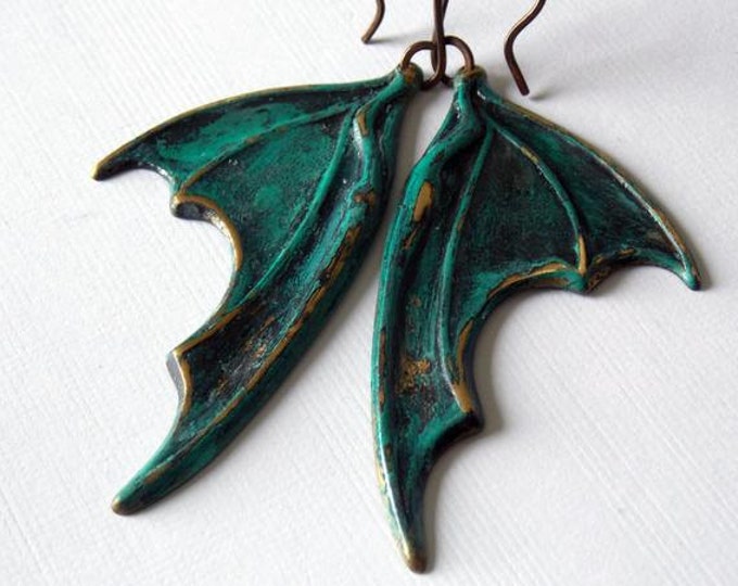 Bat Wing Earrings Dragon Wing Earrings Brass Halloween Distressed Wing Gothic Jewelry Goth Earrings Batman Vampire Spooky All Hallows Eve