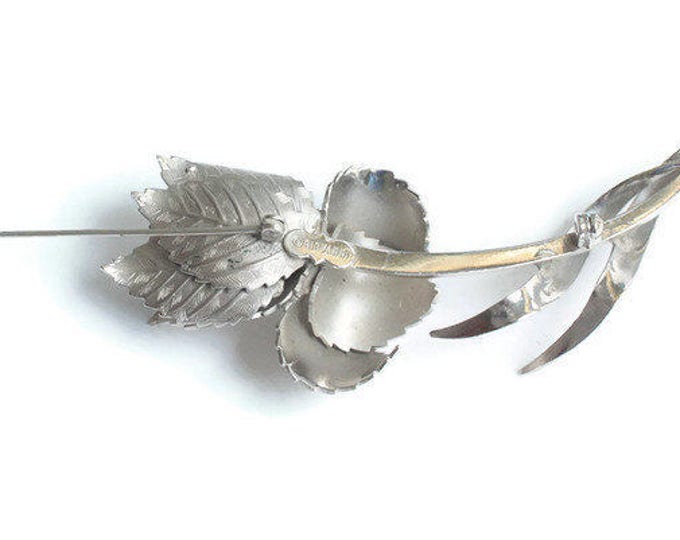 Large Silver Tone Rose Brooch Giovanni Wedding Gift Idea Vintage