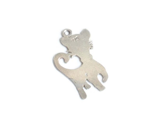 Sterling Silver Kitty Cat Charm for Charm Bracelet Vintage