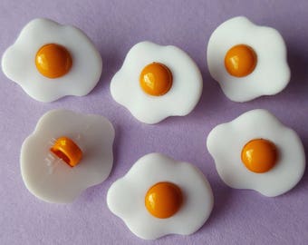 FRIED EGGS Free Range Chicken Hen Farm Fry Up Food Novelty Dress It Up Buttons