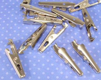 Alligator Clips 4 Pieces Silver Clamp - Use for Hair or Feather Extensions Roach Clip Beading Crimp Craft Jewelry Supplies USA Made ACSil