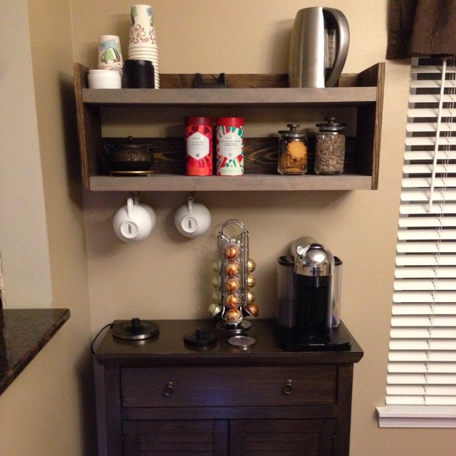 Rustic kitchen shelf coffee shelf coffee bar shelf