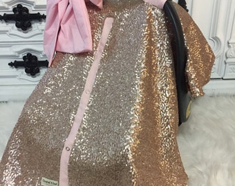 CAR SEAT COVER / car seat canopy / nursing cover / carseat cover / carseat canopy / ooak / sequin / infant car seat cover / gold / sparkle