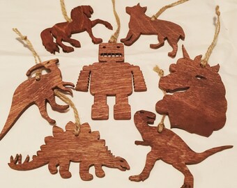 Mini ornaments, dinosaur, robot, horse