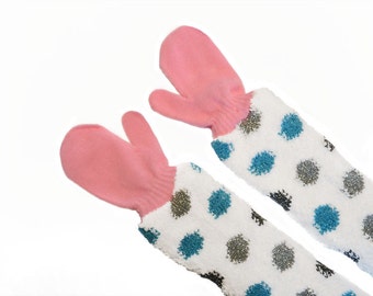Childrens Long Gloves, toddler mittens, baby mittens, pink mittens