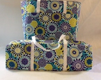 Silhouette Cameo 1 or 2 Carrying Case / Cricut Expression / Accessory Bag / Laptop Bag / Blue, Lime, Yellow Medallion Print Fabric