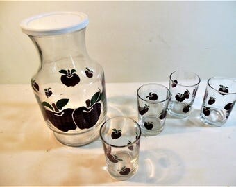 Vintage Red Apple Breakfast Juice Set, Anchor Hocking