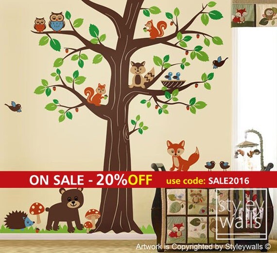 Woodland Animals Wall decal Woodland Wall by styleywalls on Etsy