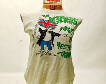 Vintage The Meteors Forget the Restabilly Tour 1984 Cut-Off Tee Shirt (os-ts-85)