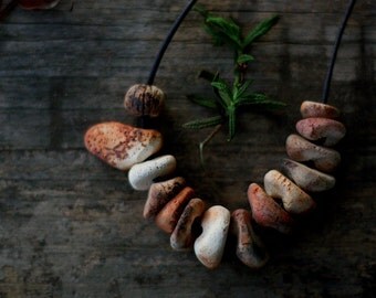 Dragonfly - pit fired ceramic beaded necklace