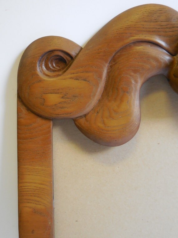 Vintage carved wood frame North wind blowing face Mythical