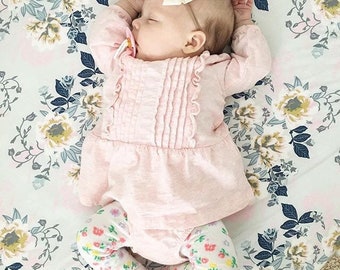 Pink Floral Baby Bedding -Fitted Crib Sheets /Floral Baby Bedding Vintage Rose /Mini Crib Sheets /Contoured Changing Pad Cover/ Crib Bedding