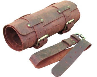 Leather Tool Bag, Leather Tool Roll, Tool Case, Tool Organizer, Motorbike Bag, Dad's gift, Motorcycle bag- Brass Hardware
