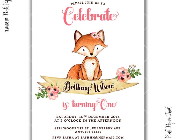 Rustic Sweet Woodland Invitation, Woodland Animals, Baby Shower, Birthday, Bridal Shower, I will customize for you, print your own