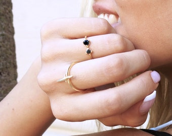 Tiny Dagger Ring, Sterling Silver, Gold Vermeil, Statement Ring, Midi Ring, Modern Lunaijewelry, Handmade, Unisex , RNG020