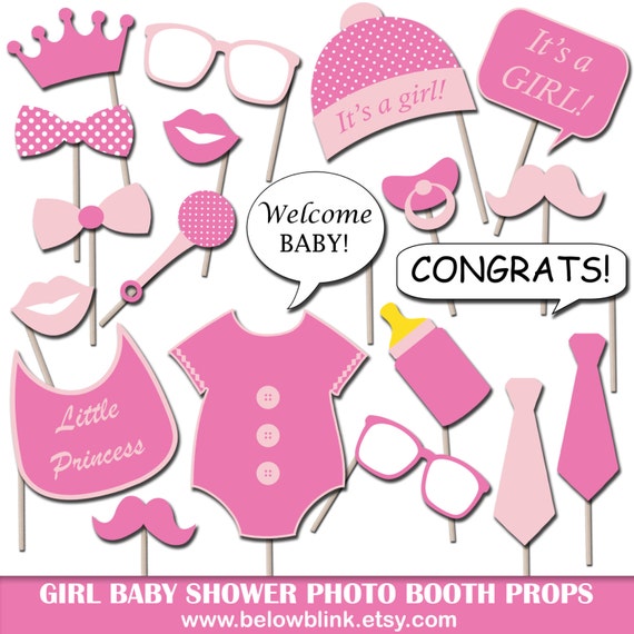 Girl Baby Shower Photo Booth Props Printable Photo Props Party Props 