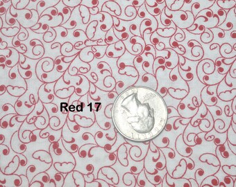 Quilting Fabric / Cotton, Red and White #17