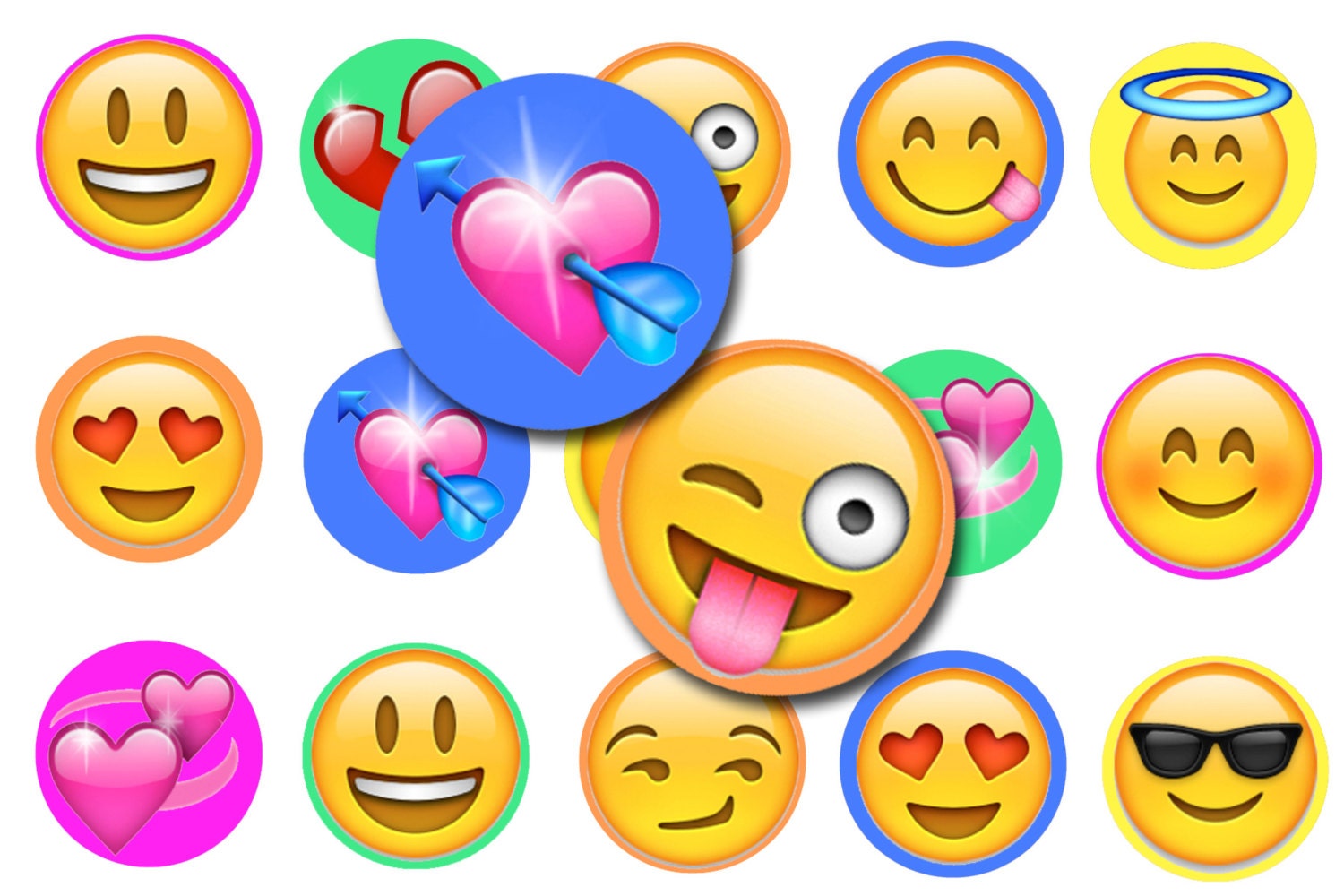 Emoji Bottle Cap Images Digital Collage Sheet 1 Inch