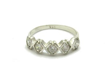 Sterling silver ring pendant solid 925 with 5 CZ