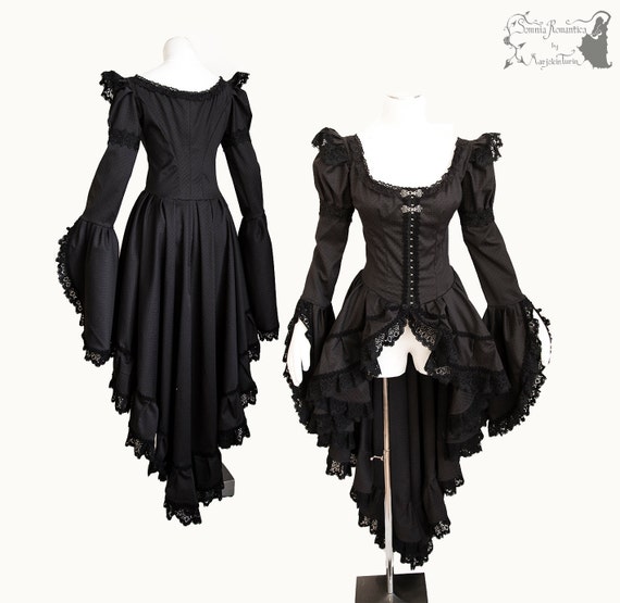Victorian Steampunk waistcoat robe goth black lace