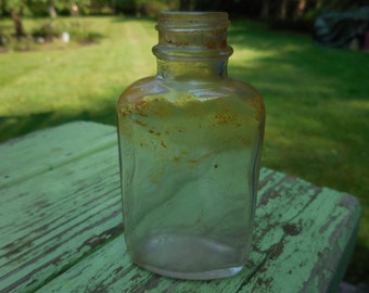 Vintage 1960s to 1970s Small Clear Glass Bottle The Bayer Co. Div. Aspirin Bottle Rusty Bathroom Decor Display