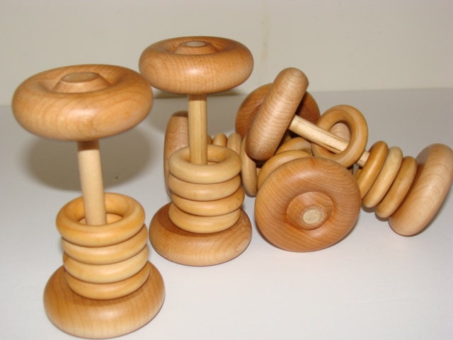 Wooden Baby Rattle Teether NATURAL MAPLE