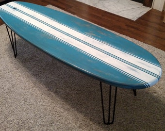 Surfboard Coffee Table Wooden Weathered Surfboard Table Surf Furniture