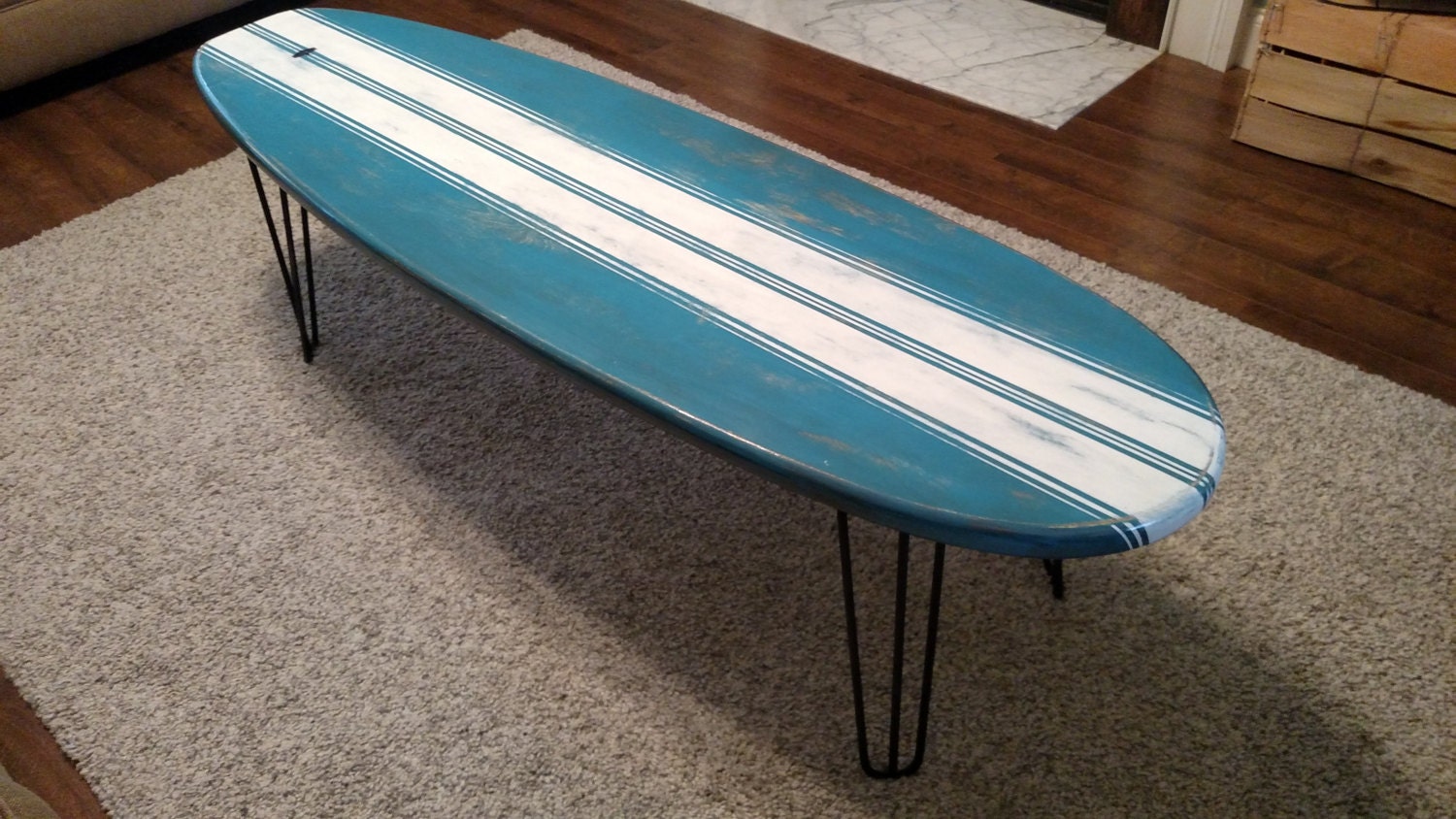 Surfboard Coffee Table Wooden Weathered Surfboard Table Surf