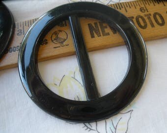 Basic Shiny Black Plastic Buckle Scarf Slide Round 1 7/8" to 2" opening sewing t-shirt slide novelty retro ribbon embellishment plain 2.75"