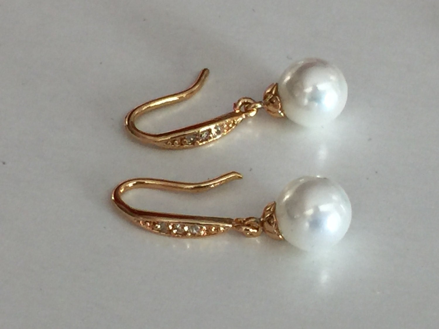 Small white pearl earrings in gold or silver please see size when purchasing- gift boxed on bridesmaid cards- bridesmaid gift-