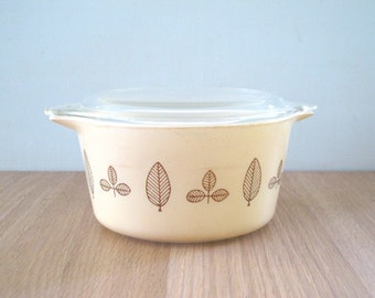 Vintage Pyrex Leaf Buffert Twin Covered Casserole No. 473