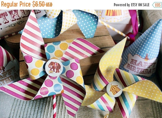  ON SALE  Vintage Circus Pinwheels Candy Combo INSTANT 