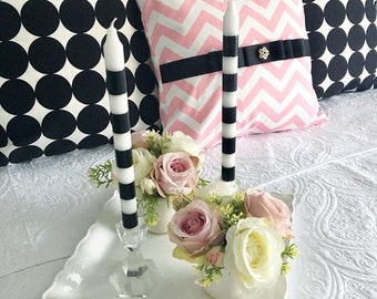 A Pair of Striped Candle, Black and White Candle, Candle