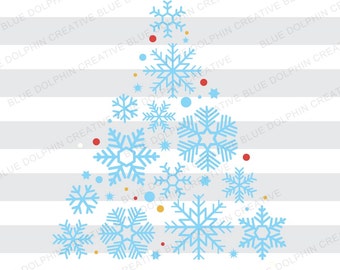 Snowflake Christmas Tree SVG, PNG, pdf, jpg, ai, dxf, Cut file, Cricut, Silhouette cutting file, Clip art, Vector, Instant Download