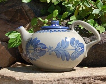 Handmade Teapot Hand Painted Cobalt Pottery