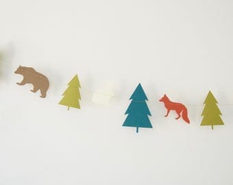 Woodland Creatures Garland, Bear Garland, Fox Garland, Rabbit Garland, Forest Banner
