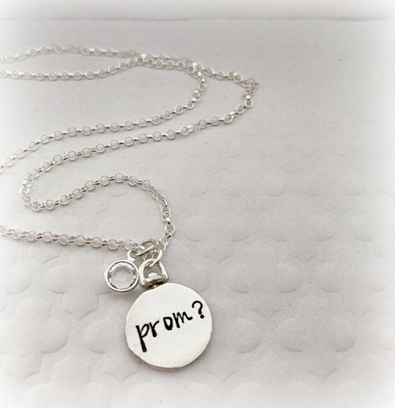 Prom Proposal Necklace Hand stamped Jewelry 2 sided Swivel