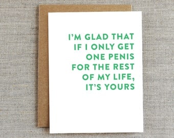 Funny Love Card, Funny Penis Card, Funny Anniversary Card, Humor Card, Card for Him, Card for Boyfriend, Card for Husband
