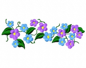 Vine of Flowers Machine Embroidery Design - Instant Download