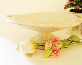 Edward Pearson Ironstone Wheat Compote, Victorian, Farmhouse Chic, Antique White Ironstone Fruit Bowl
